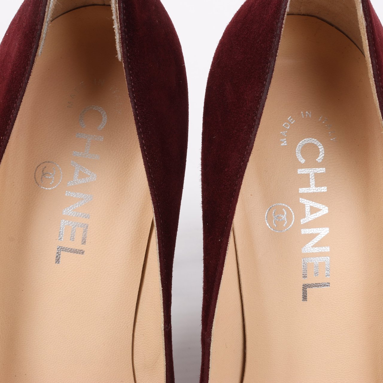 Chanel Chanel Burgundy/Brown Suede CC Cap Toe Platform Heel Pumps, Size 40.5 EU Maroon