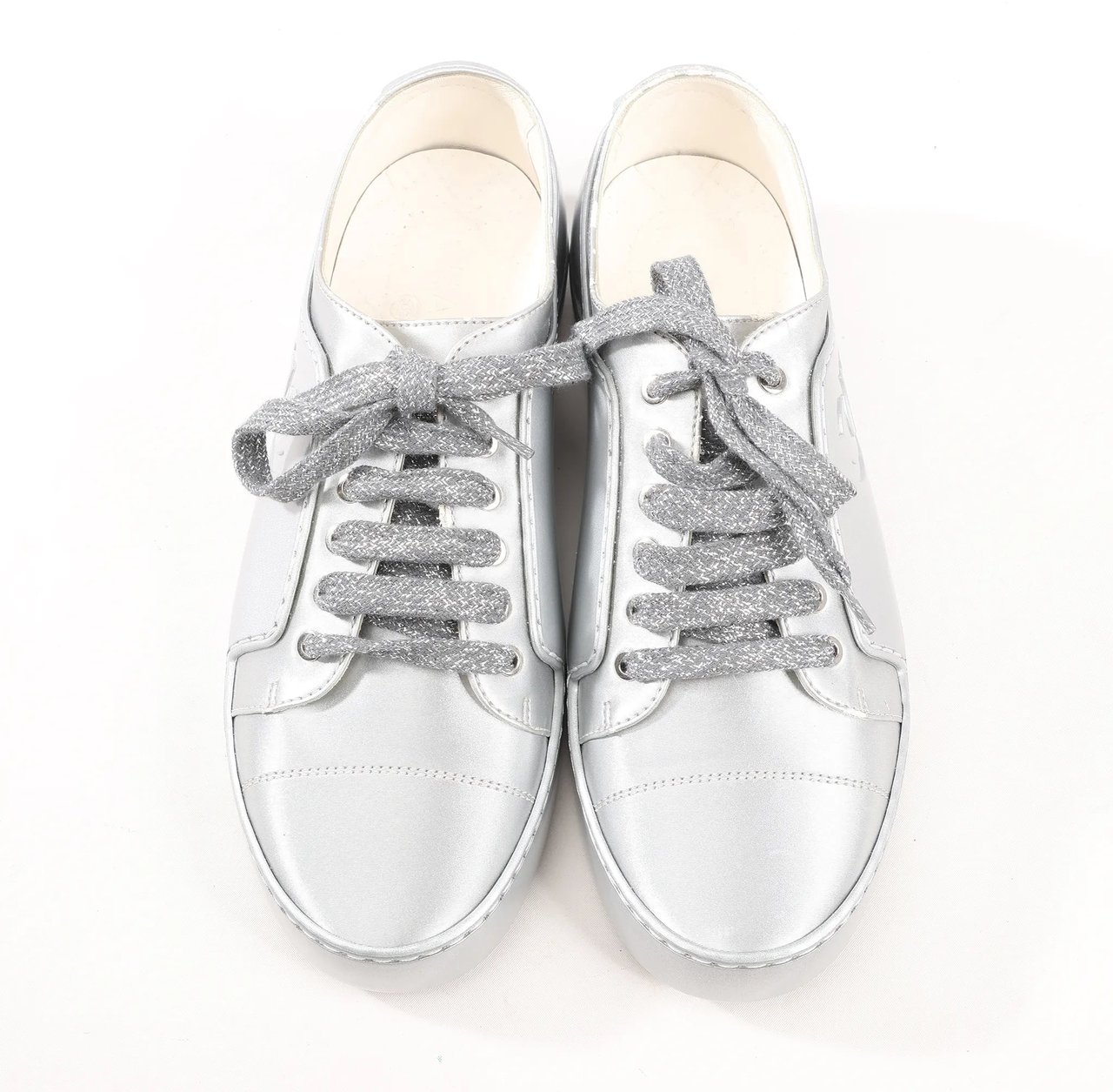 Chanel Chanel Coco Mark Rubber Sneakers in Silver G32719, Size 38 EU Zilver
