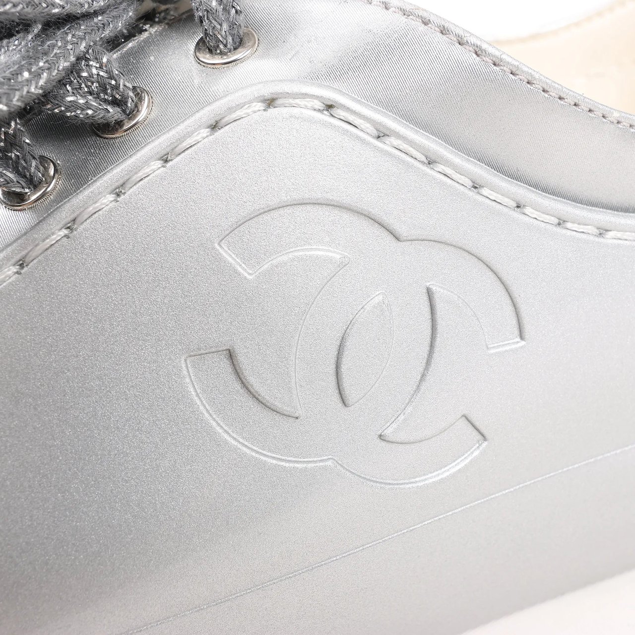 Chanel Chanel Coco Mark Rubber Sneakers in Silver G32719, Size 38 EU Zilver
