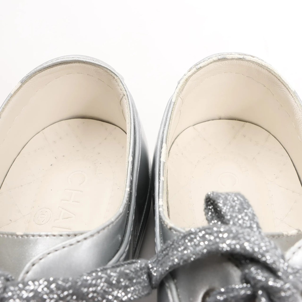 Chanel Chanel Coco Mark Rubber Sneakers in Silver G32719, Size 38 EU Zilver