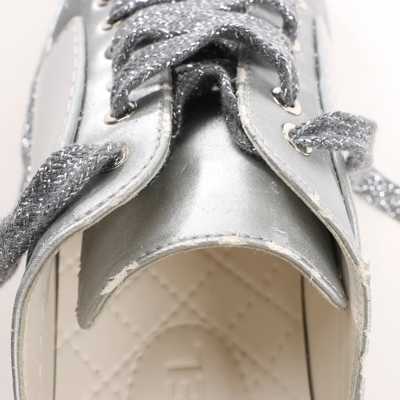Chanel Chanel Coco Mark Rubber Sneakers in Silver G32719, Size 38 EU Zilver