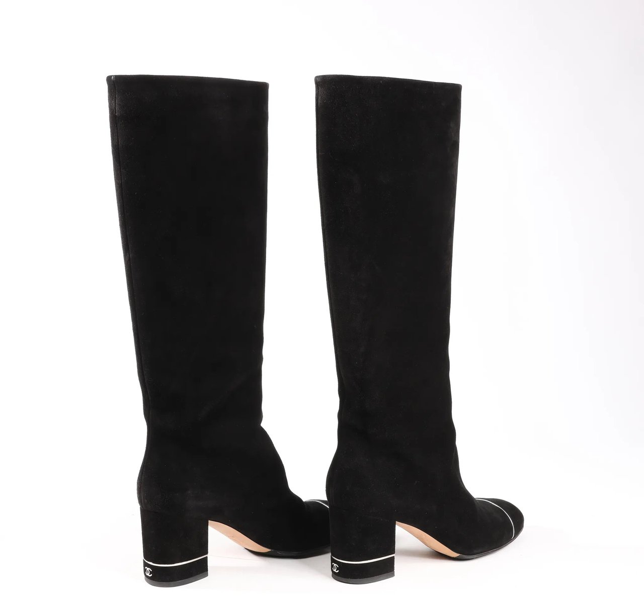 Chanel Chanel Coco Mark 16B Suede Long Boots in Black G32122, Size 39 EU Zwart