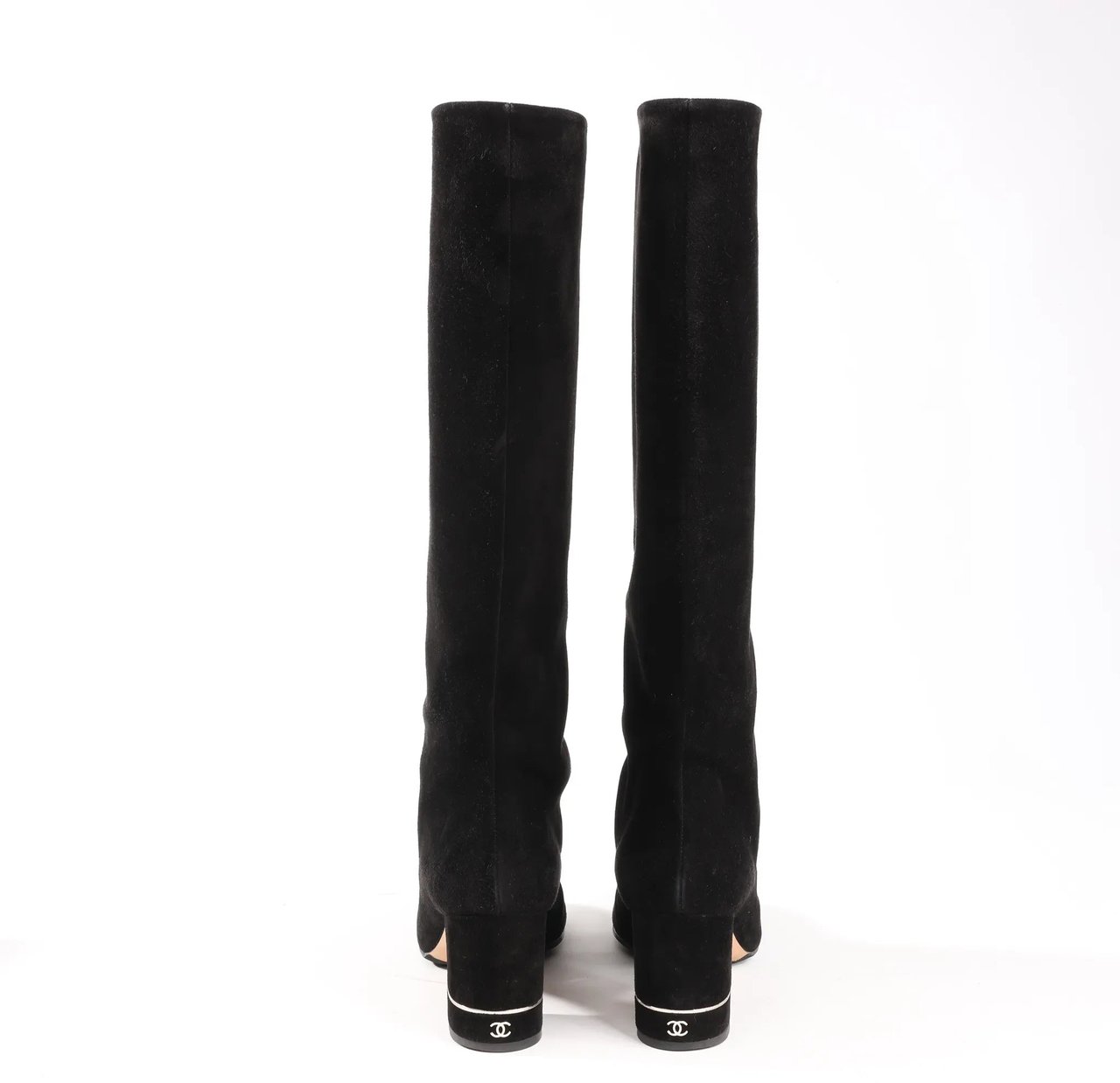 Chanel Chanel Coco Mark 16B Suede Long Boots in Black G32122, Size 39 EU Zwart