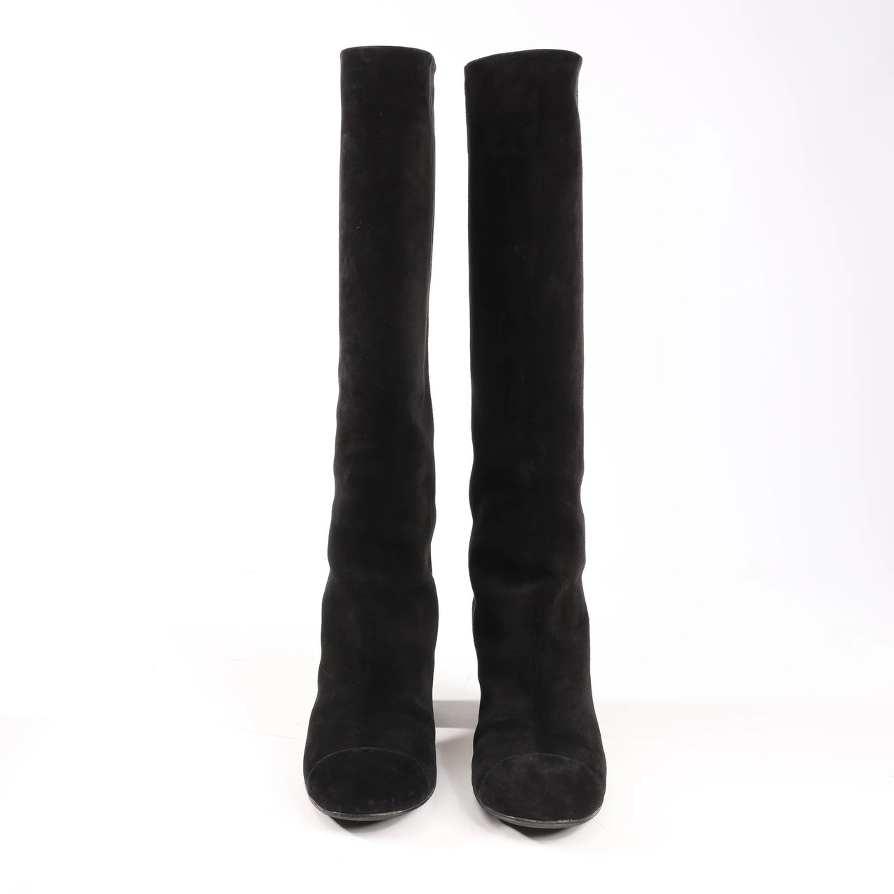 Chanel Chanel Coco Mark 16B Suede Long Boots in Black G32122, Size 39 EU Zwart