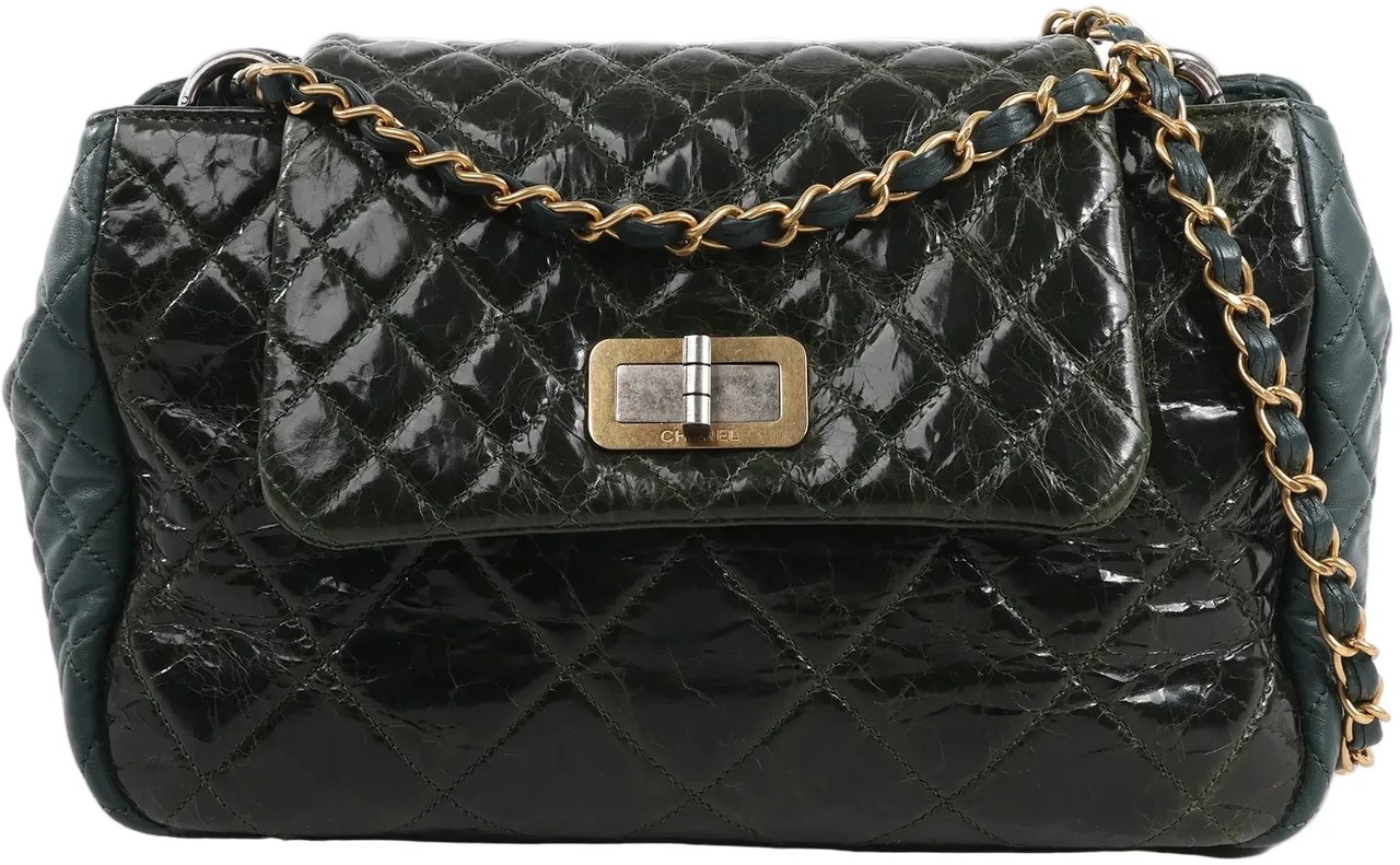 Chanel Chanel Reissue Accordion Quilted Leather Mix Shoulder Bag in Green Groen