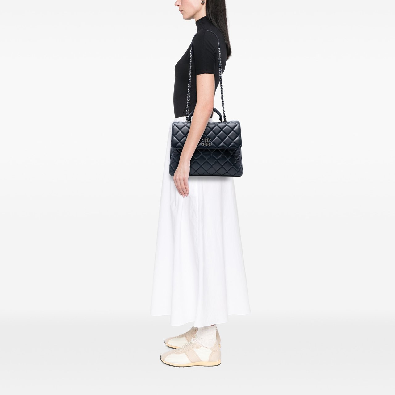 Chanel Large Lambskin Trendy CC Top Handle Flap Blauw