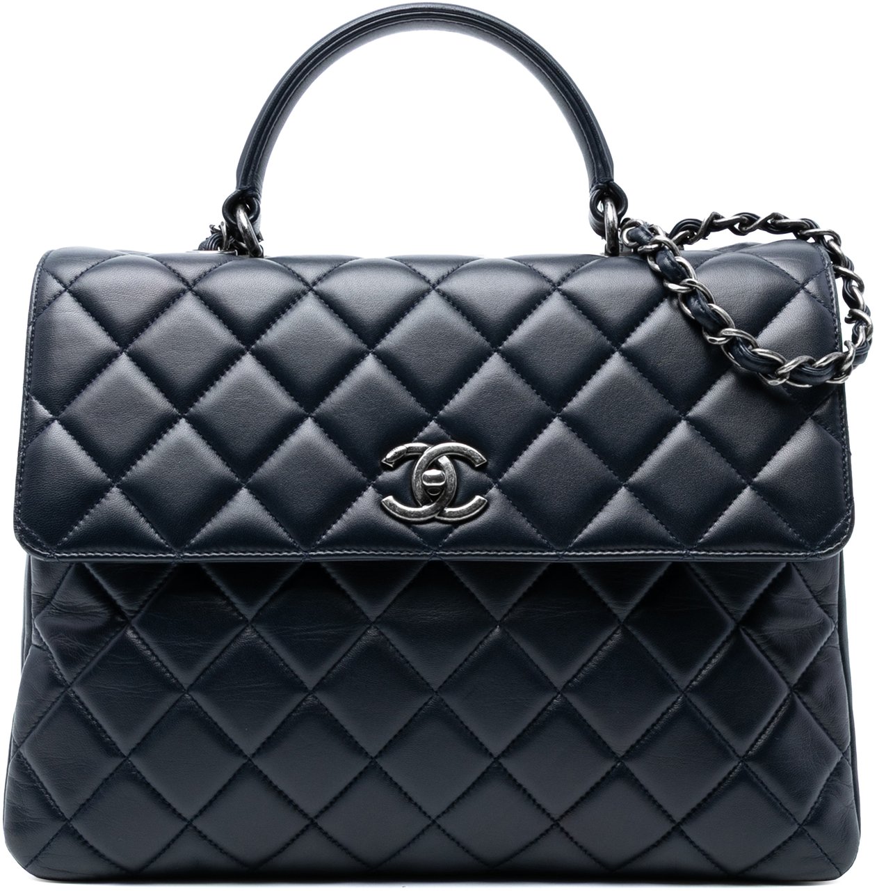 Chanel Large Lambskin Trendy CC Top Handle Flap Blauw