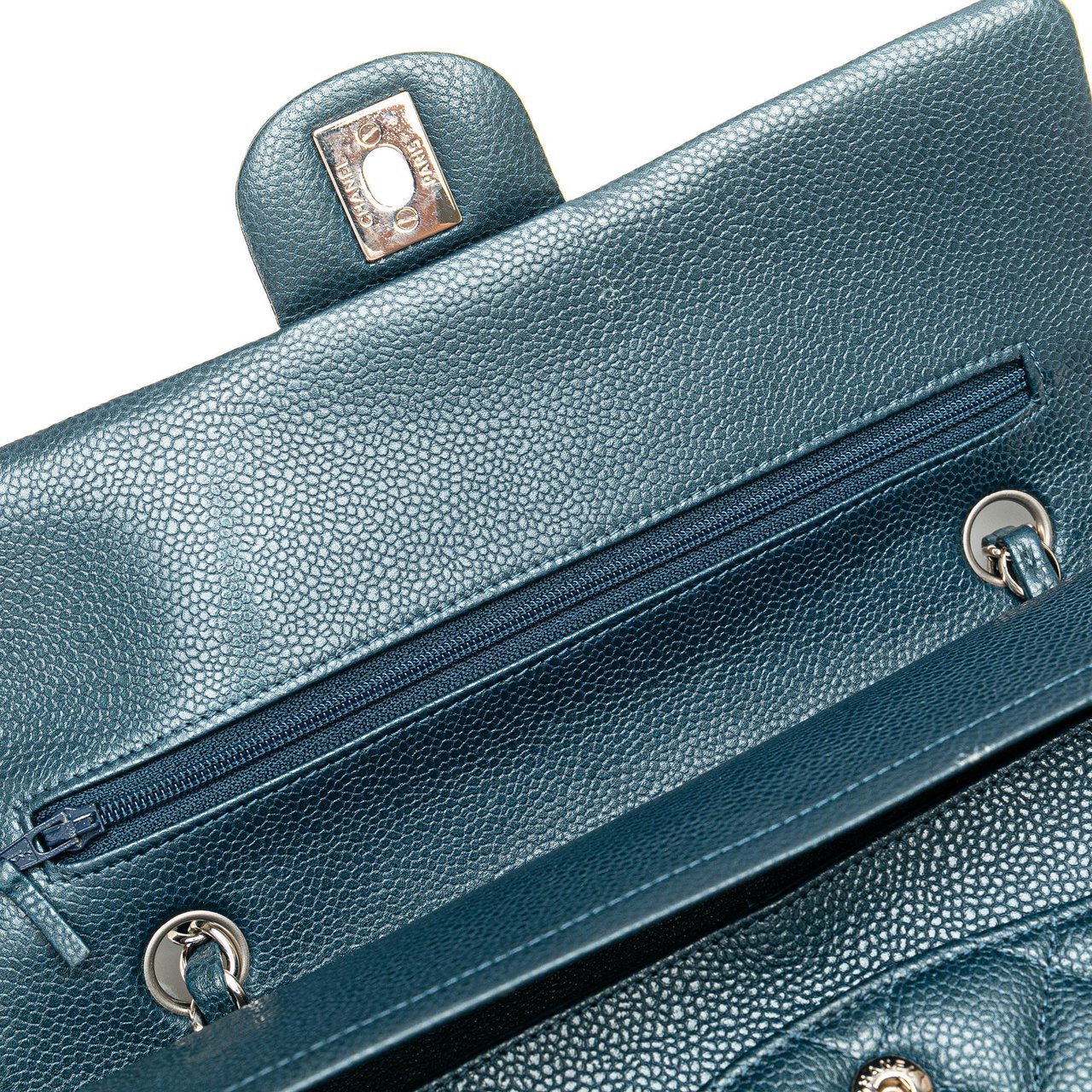 Chanel Medium Classic Caviar Double Flap Blauw