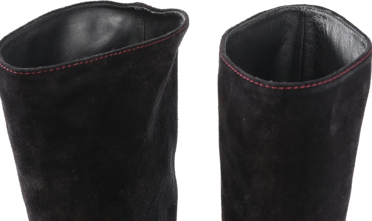 Chanel Chanel Coco Mark Chain 15B Suede Long Boots in Black G31295, Size 36 EU Zwart