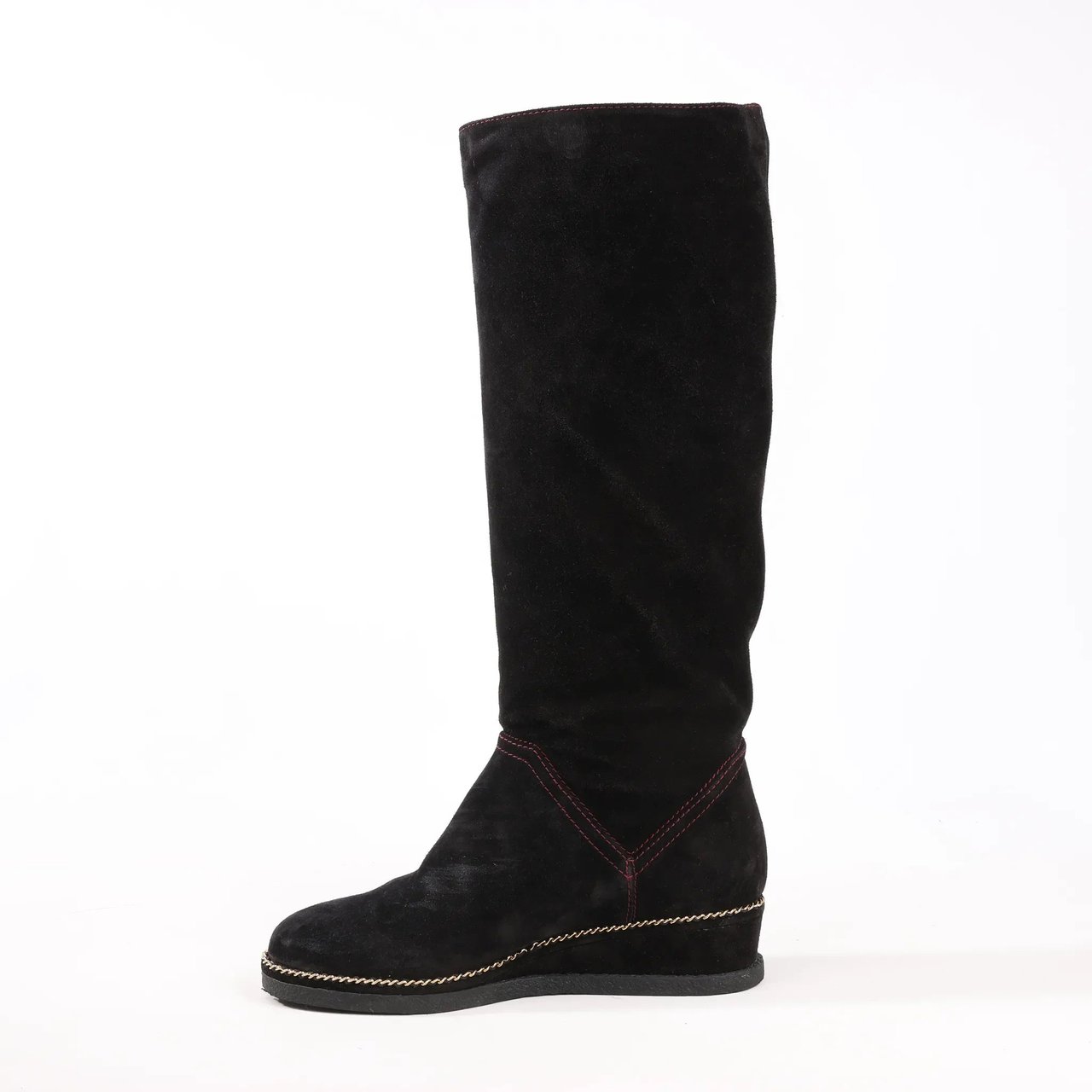 Chanel Chanel Coco Mark Chain 15B Suede Long Boots in Black G31295, Size 36 EU Zwart