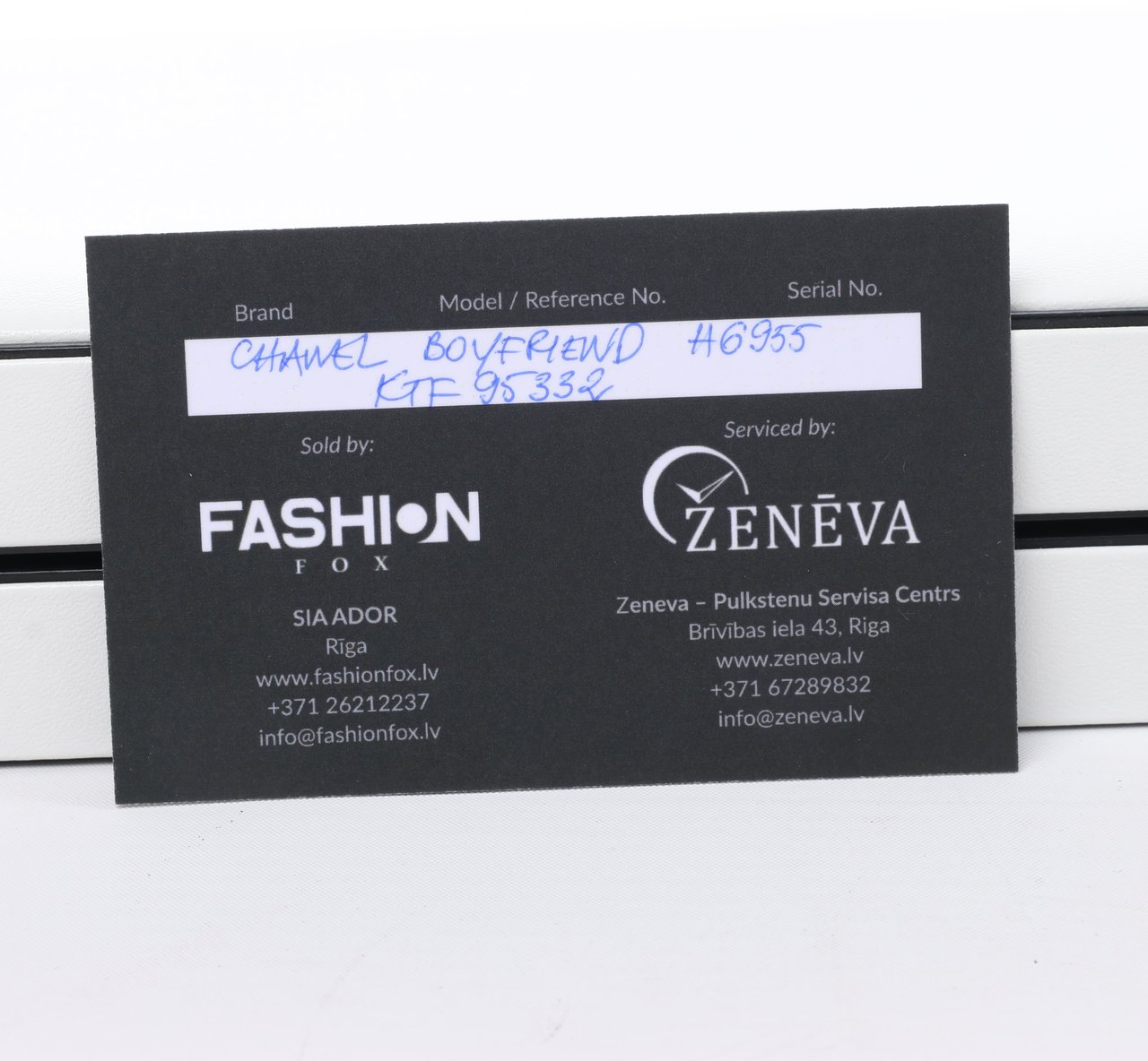 Chanel Chanel Boyfriend H6955 KTF95332 SS & Leather QZ Silver-Face Watch Zilver