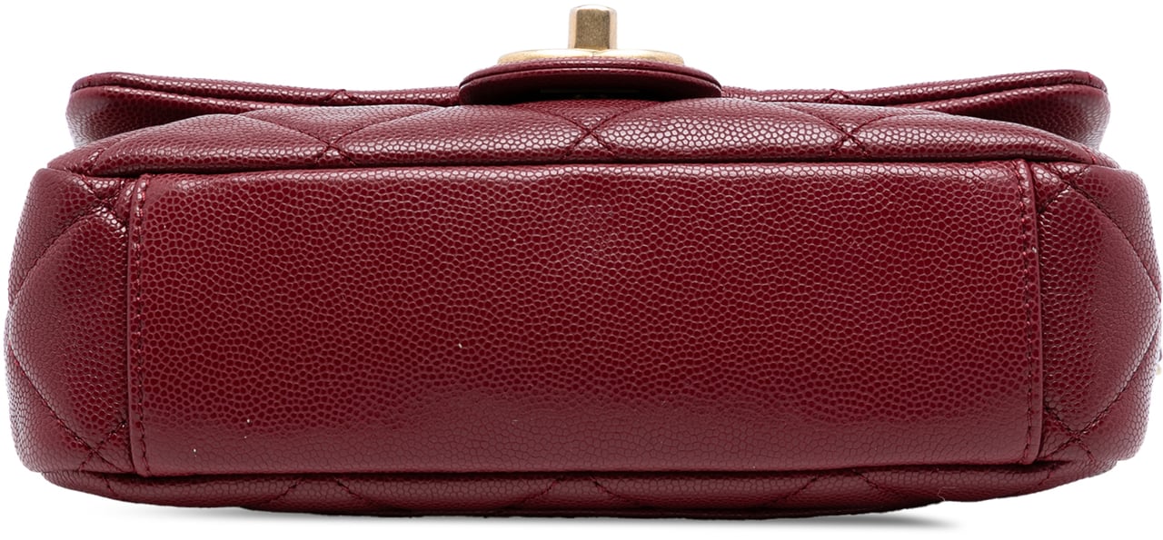 Chanel Mini Quilted Caviar Twist Your Buttons Flap Rood