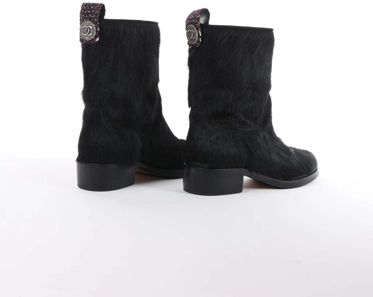 Chanel Chanel Coco Mark Cowhide Ankle Boots in Black G30120, Size 39C EU Zwart