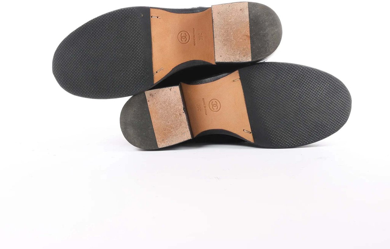 Chanel Chanel Coco Mark Cowhide Ankle Boots in Black G30120, Size 39C EU Zwart