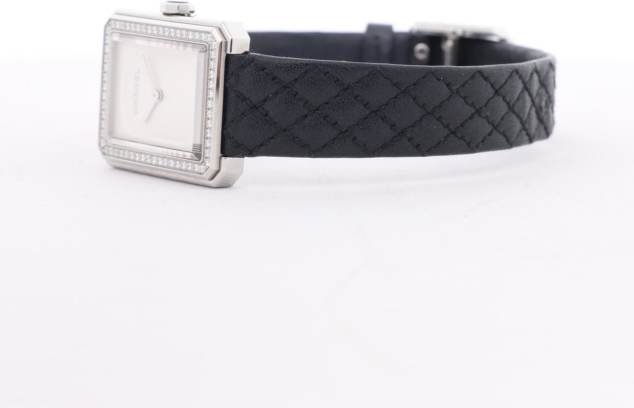 Chanel Boyfriend H6955 KTF95332 SS & Leather QZ Silver-Face Watch Zilver