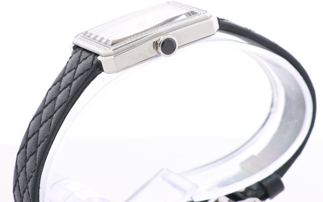 Chanel Boyfriend H6955 KTF95332 SS & Leather QZ Silver-Face Watch Zilver