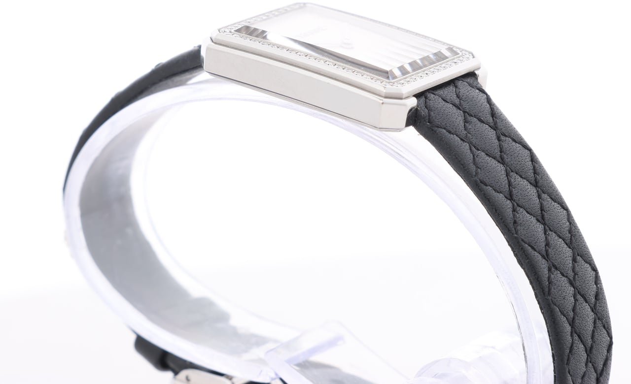 Chanel Boyfriend H6955 KTF95332 SS & Leather QZ Silver-Face Watch Zilver
