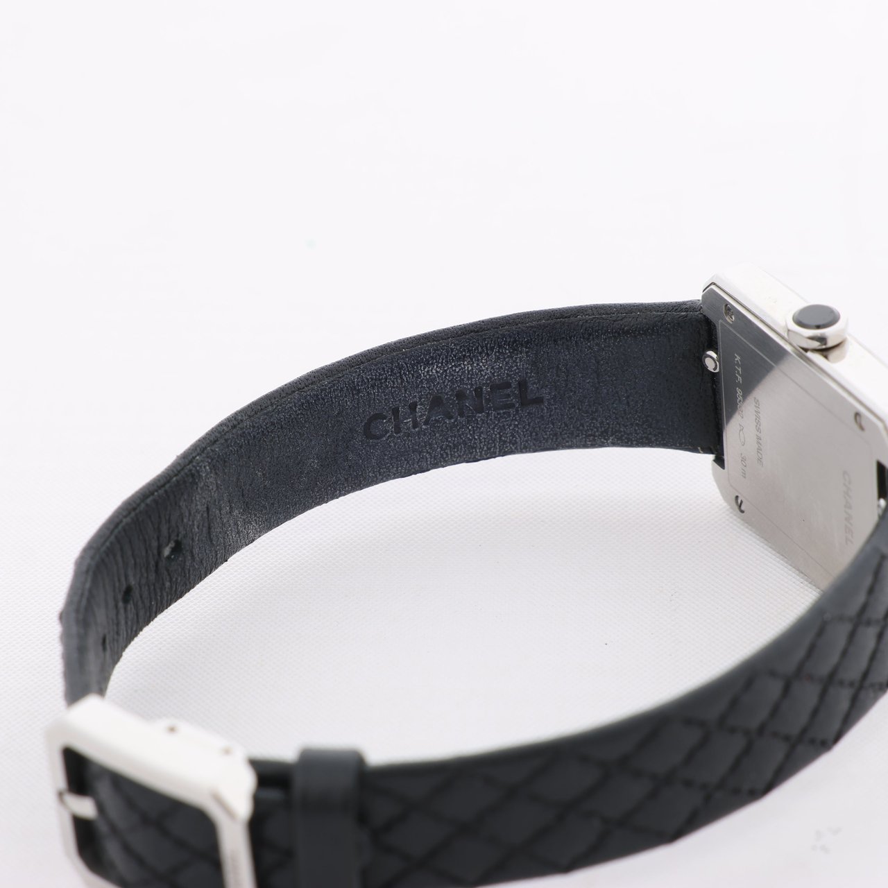Chanel Boyfriend H6955 KTF95332 SS & Leather QZ Silver-Face Watch Zilver