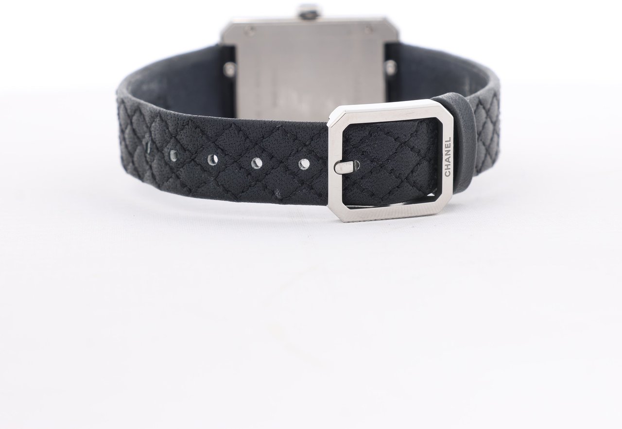 Chanel Boyfriend H6955 KTF95332 SS & Leather QZ Silver-Face Watch Zilver