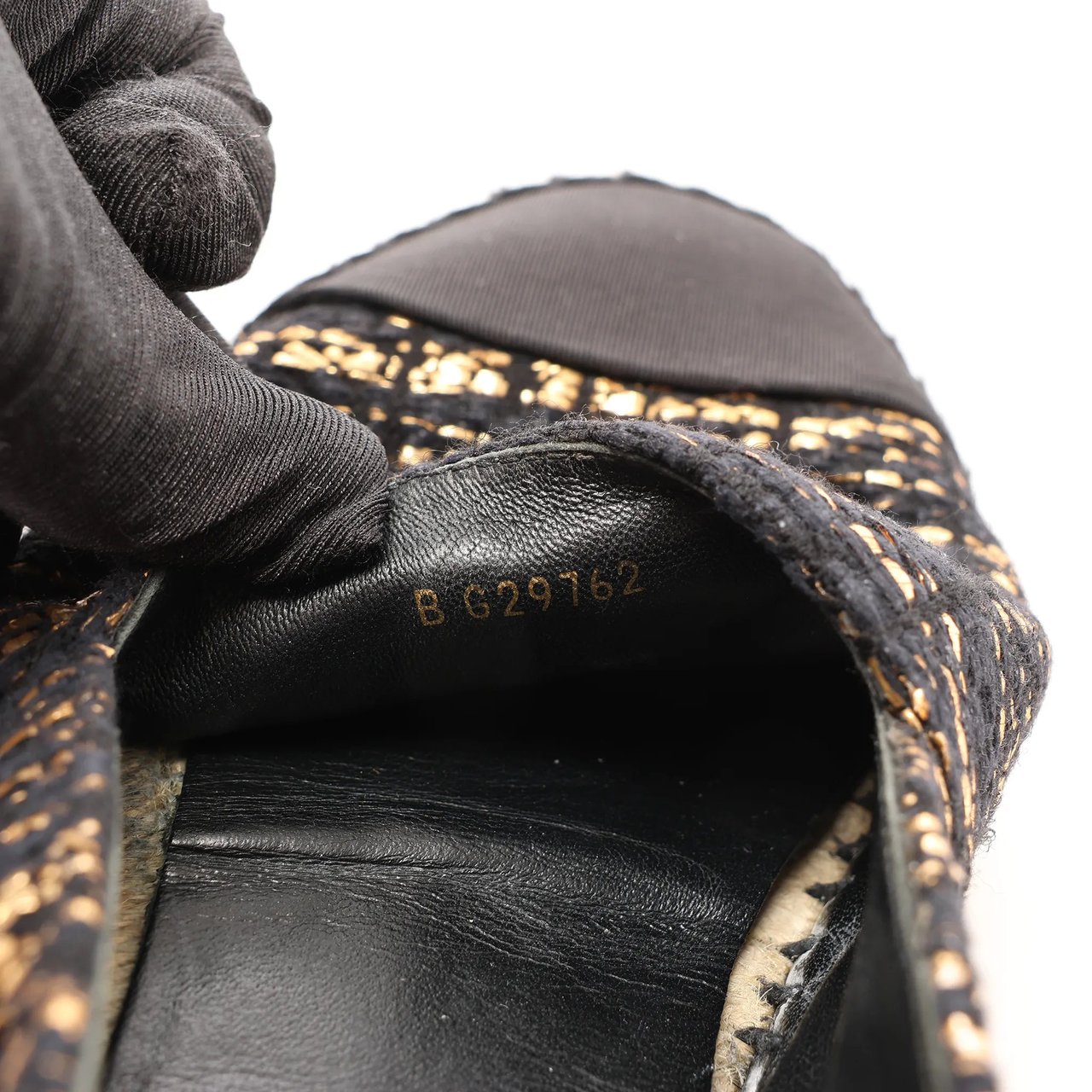 Chanel Chanel Metallic Tweed Grosgrain CC Espadrilles in Black x Gold G29762, Size 37 EU Divers