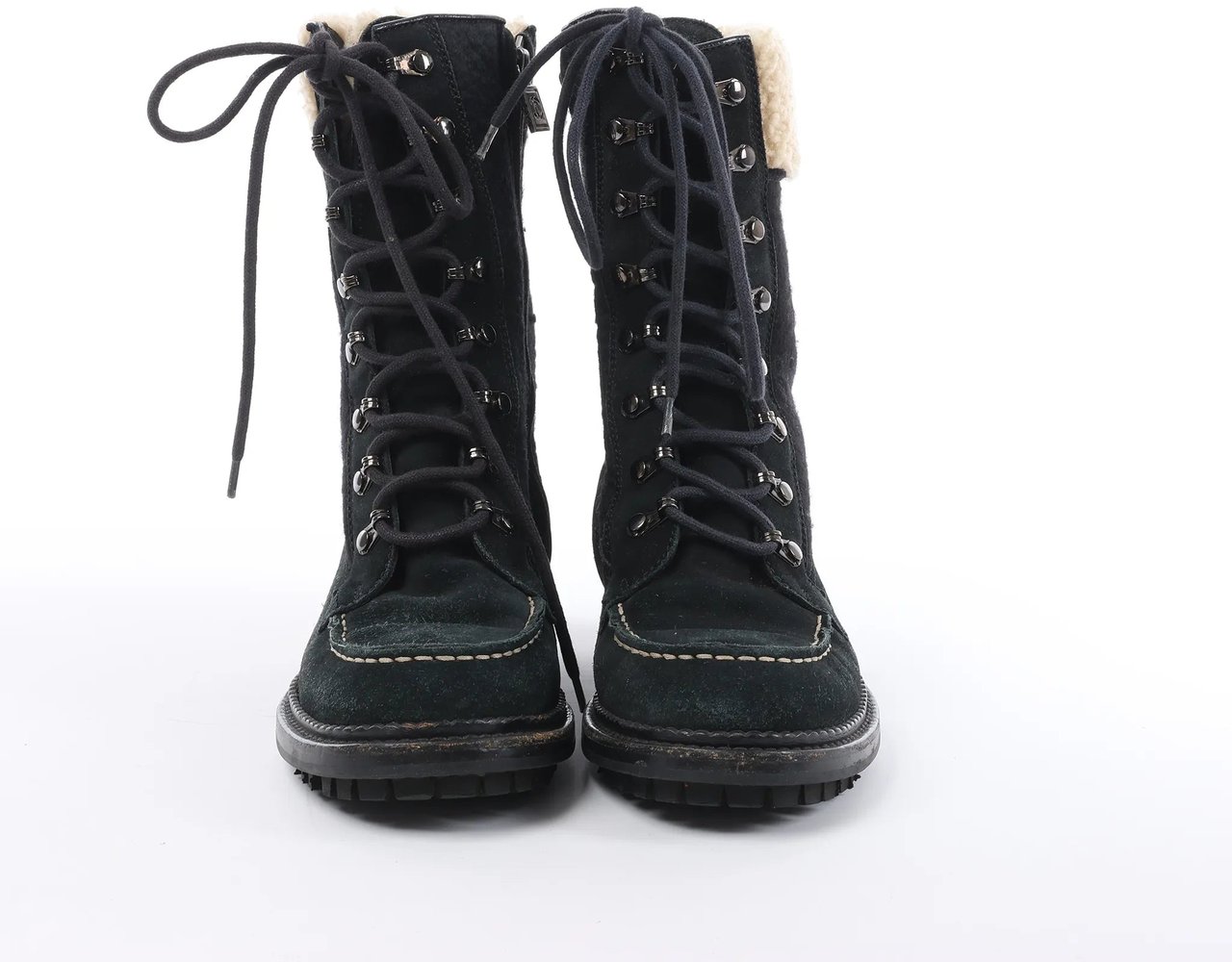 Chanel Chanel Sports Suede Leather Shearling Boots in Black G26245, Size 35.5 EU Zwart