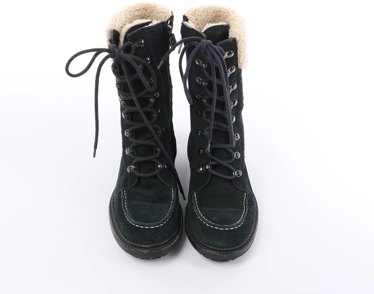 Chanel Chanel Sports Suede Leather Shearling Boots in Black G26245, Size 35.5 EU Zwart