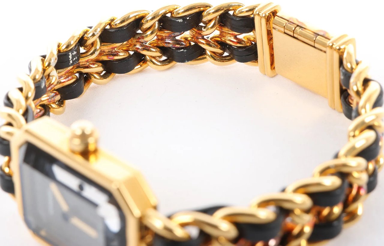 Chanel Chanel Premiere L AG70349 GP & Leather QZ Watch with Black Dial Zwart