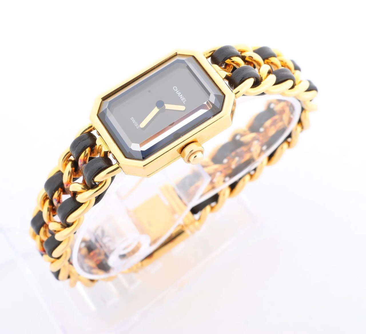 Chanel Chanel Premiere L AG70349 GP & Leather QZ Watch with Black Dial Zwart