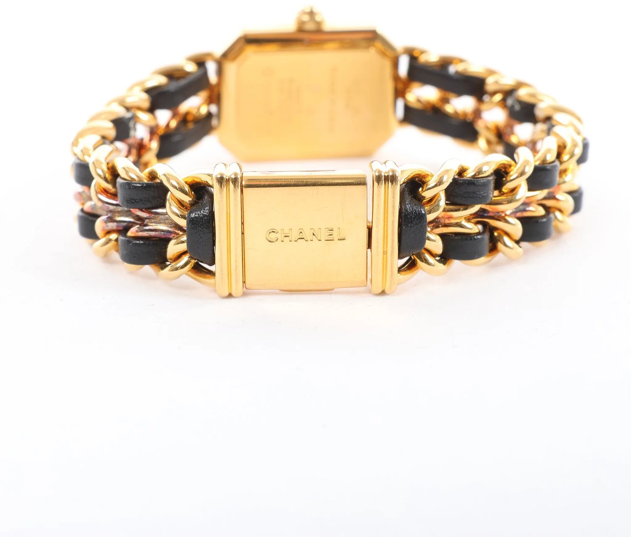 Chanel Chanel Premiere L AG70349 GP & Leather QZ Watch with Black Dial Zwart