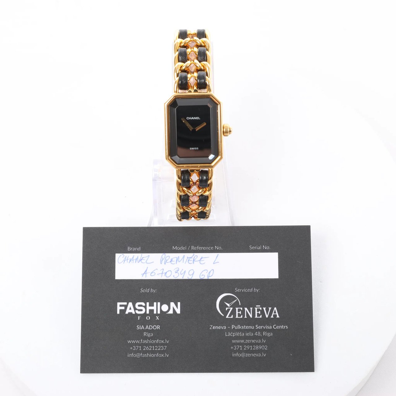 Chanel Chanel Premiere L AG70349 GP & Leather QZ Watch with Black Dial Zwart