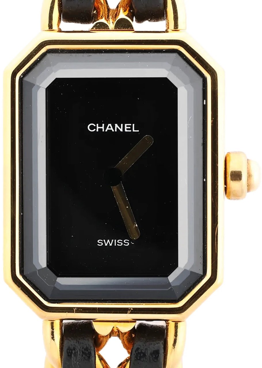Chanel Chanel Premiere L AG70349 GP & Leather QZ Watch with Black Dial Zwart