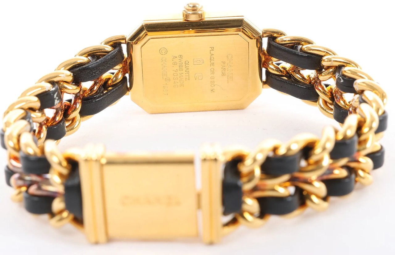Chanel Chanel Premiere L AG70349 GP & Leather QZ Watch with Black Dial Zwart