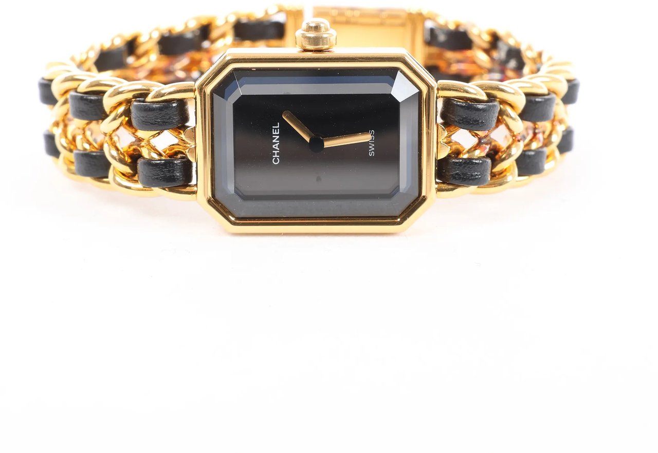 Chanel Chanel Premiere L AG70349 GP & Leather QZ Watch with Black Dial Zwart