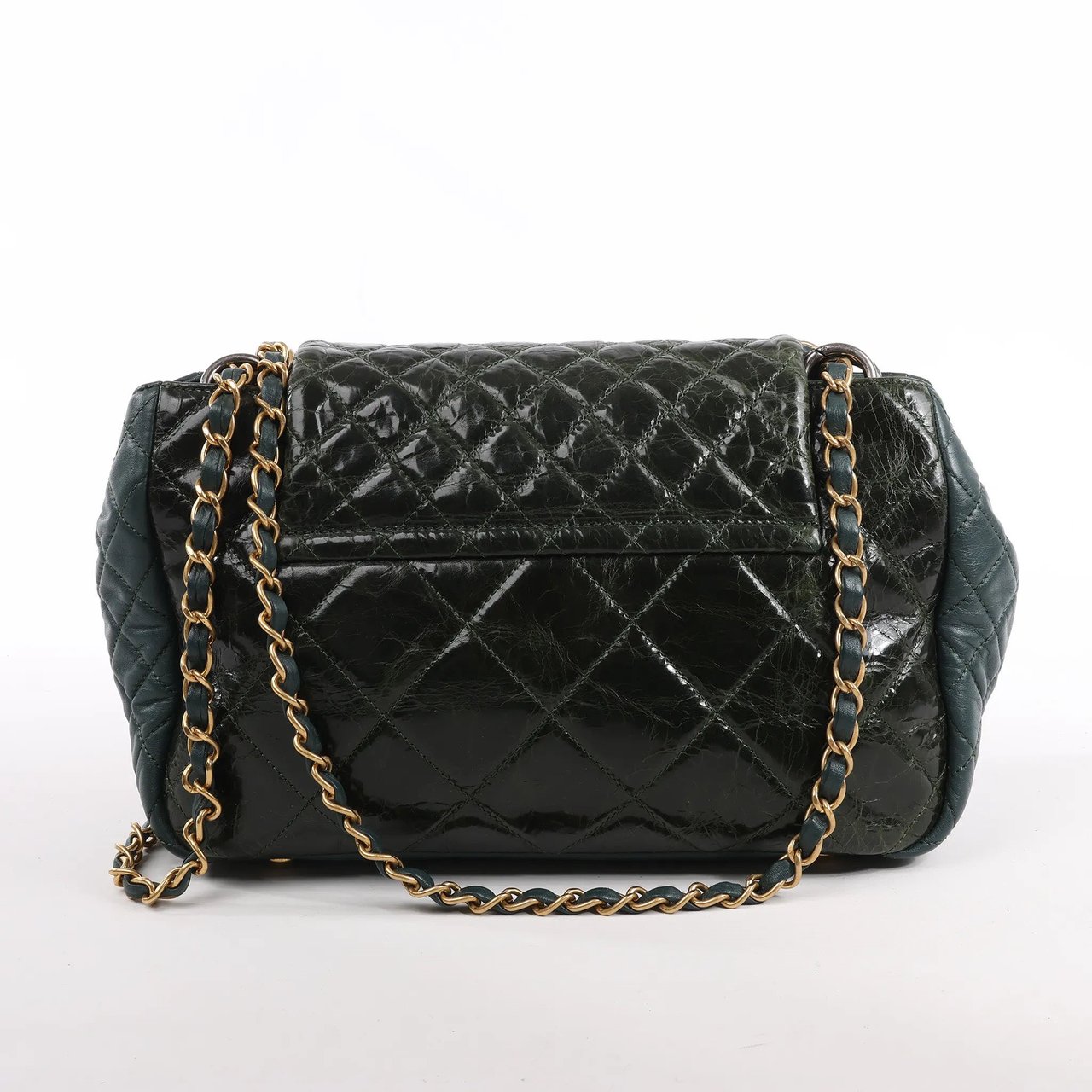 Chanel Reissue Accordion Quilted Leather Mix Shoulder Bag in Green Groen