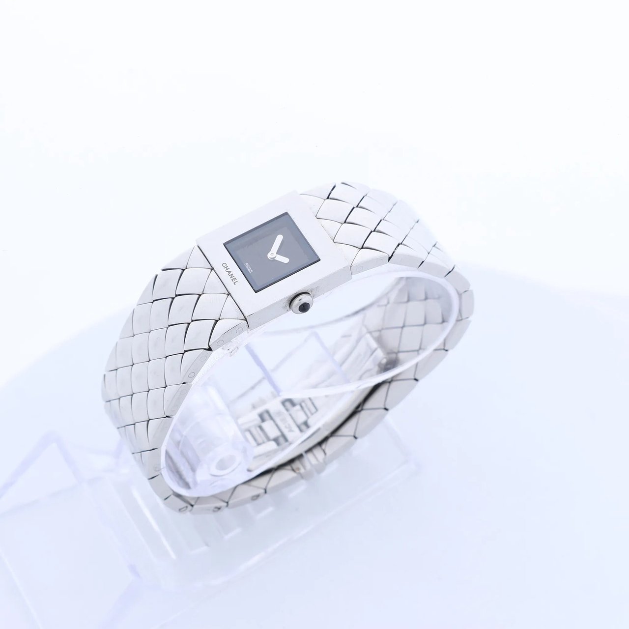 Chanel Matelasse H0009 Y.H.89889 SS QZ Watch with Black Dial Zwart
