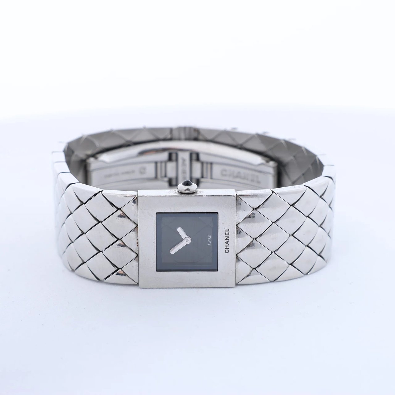 Chanel Matelasse H0009 Y.H.89889 SS QZ Watch with Black Dial Zwart
