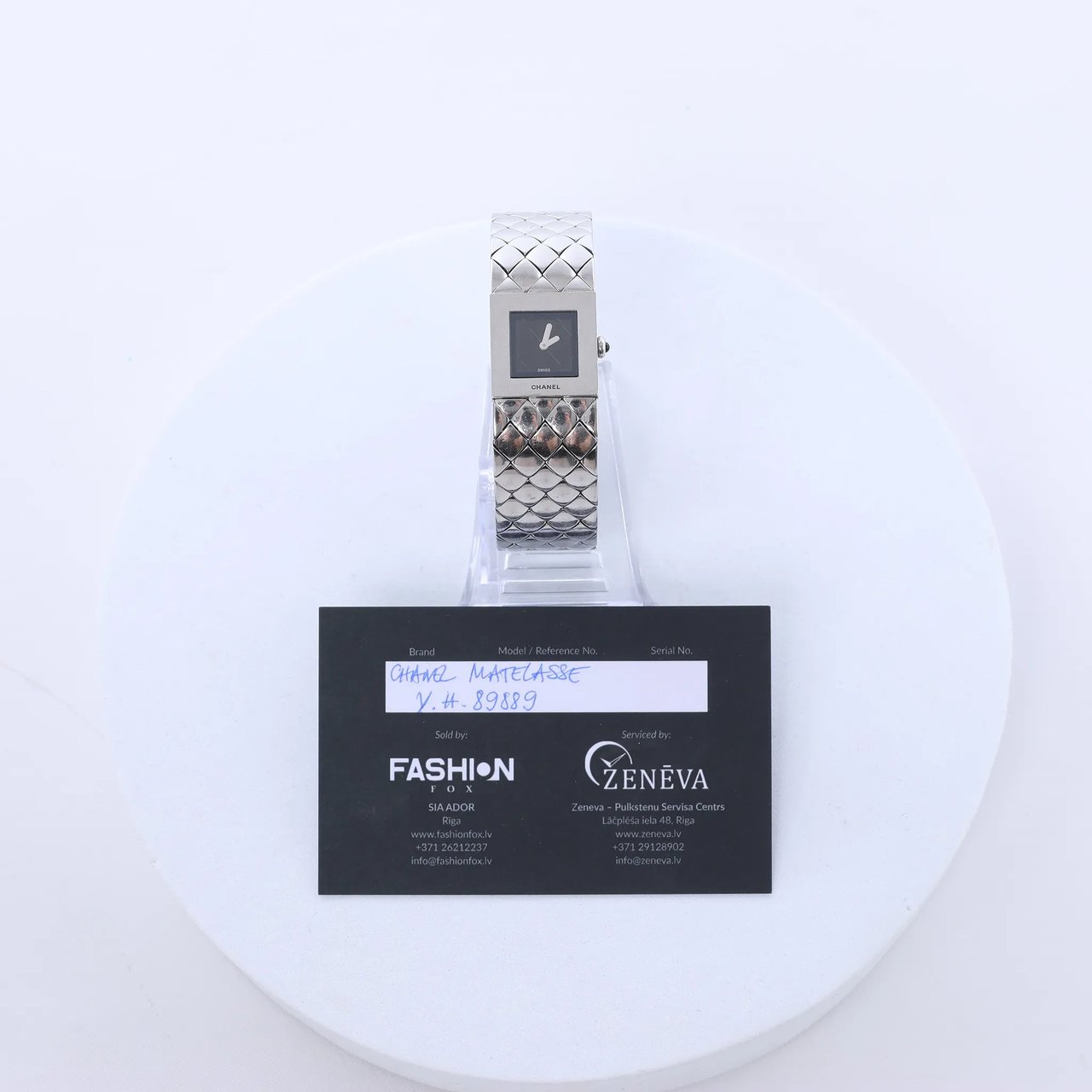 Chanel Matelasse H0009 Y.H.89889 SS QZ Watch with Black Dial Zwart