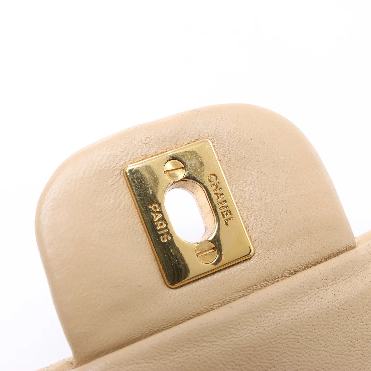 Chanel Classic Matelasse 25 Leather Double Flap Chain Crossbody Bag in Beige Beige