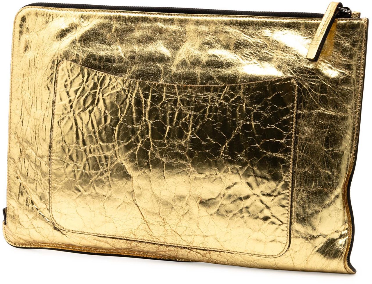 Chanel Metallic Crinkled Calfskin Feministe Mais Feminine Pouch Goud