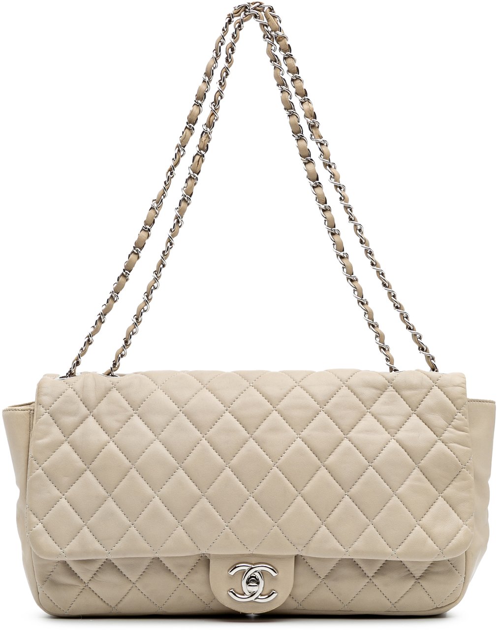 Chanel Jumbo Quilted Lambskin Coco Rain Flap Bruin