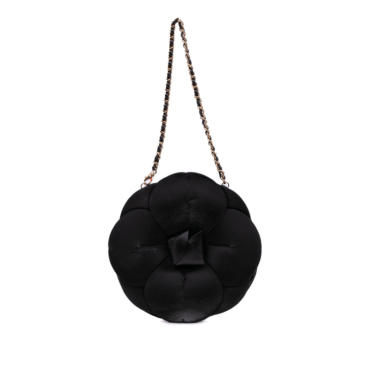 Chanel Lambskin and Satin Camellia Flower Evening Bag Zwart
