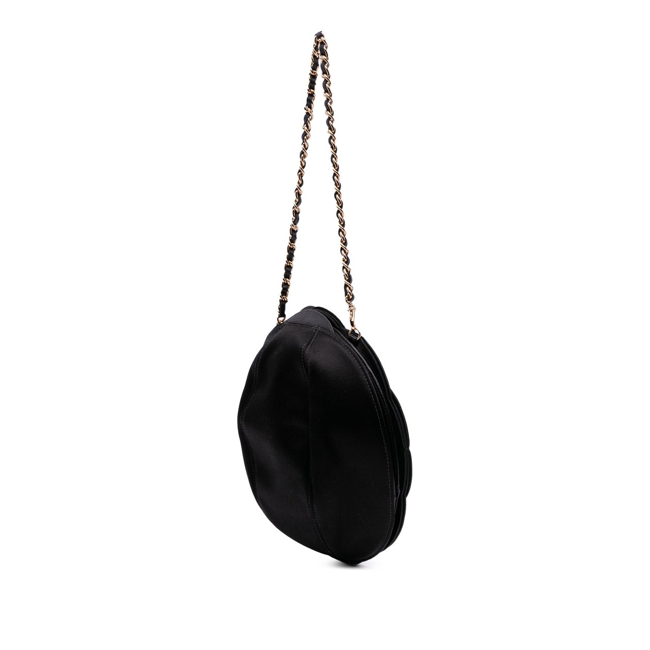 Chanel Lambskin and Satin Camellia Flower Evening Bag Zwart