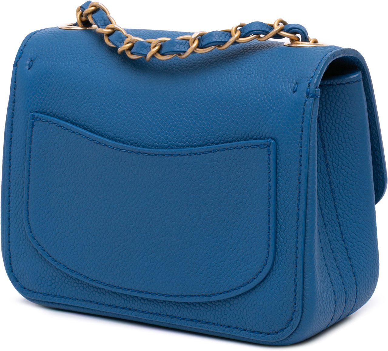Chanel Mini Square Pure Classic Caviar Single Flap Blauw