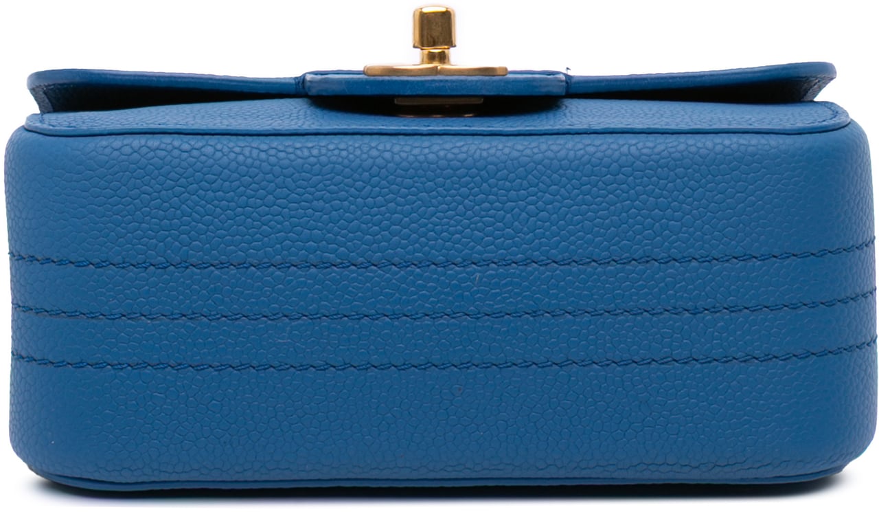 Chanel Mini Square Pure Classic Caviar Single Flap Blauw