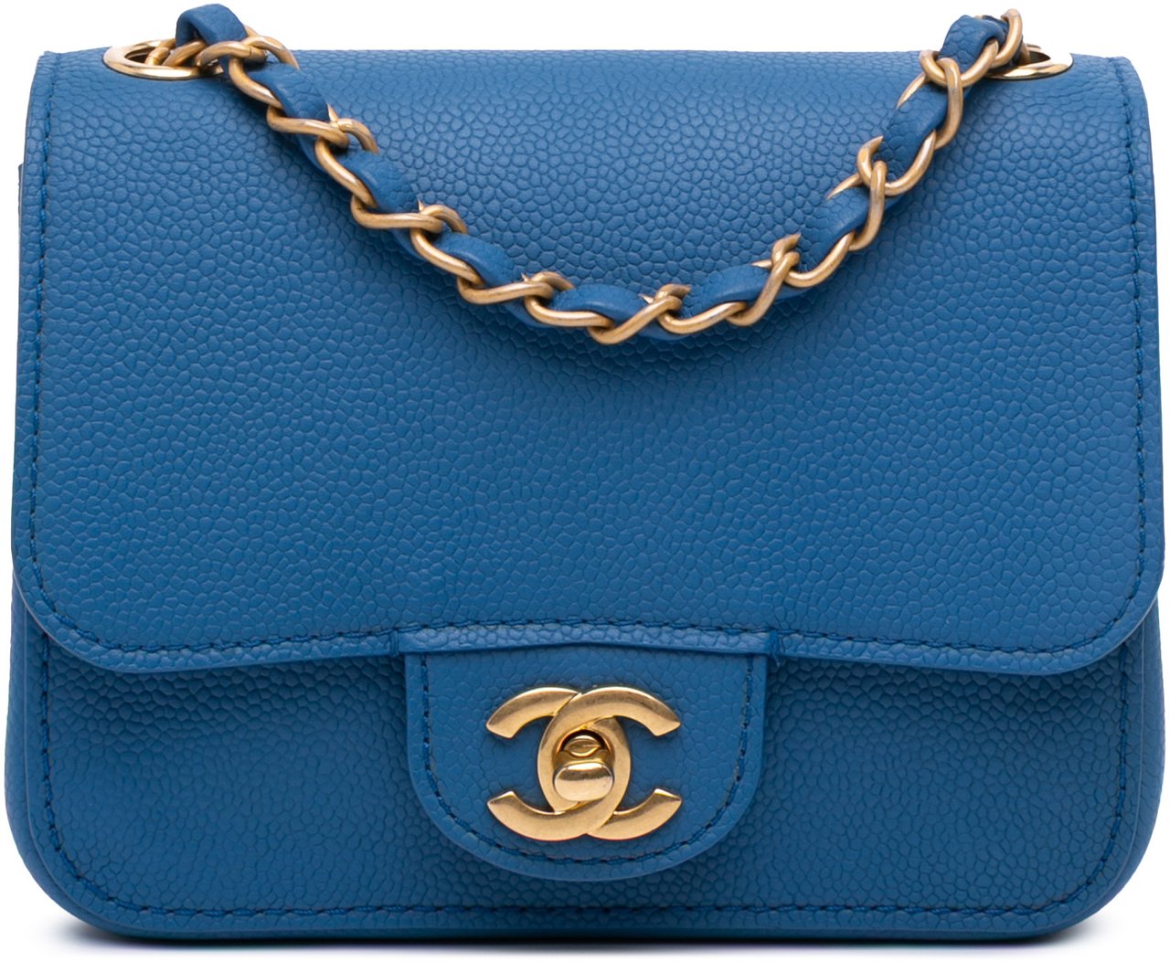 Chanel Mini Square Pure Classic Caviar Single Flap Blauw