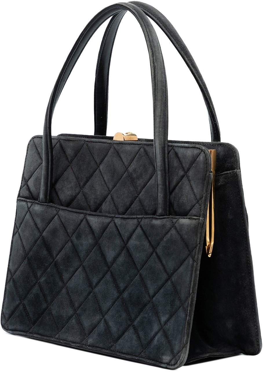 Chanel Quilted Suede Handbag Grijs