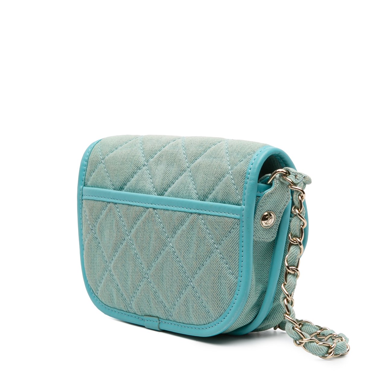 Chanel Mini CC Quilted Denim Messenger Flap Blauw