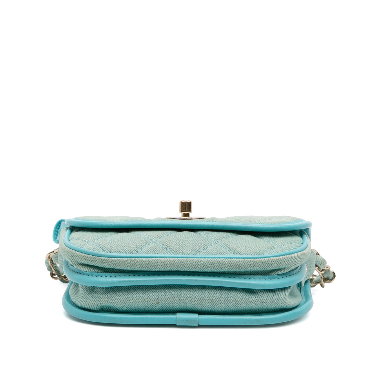 Chanel Mini CC Quilted Denim Messenger Flap Blauw