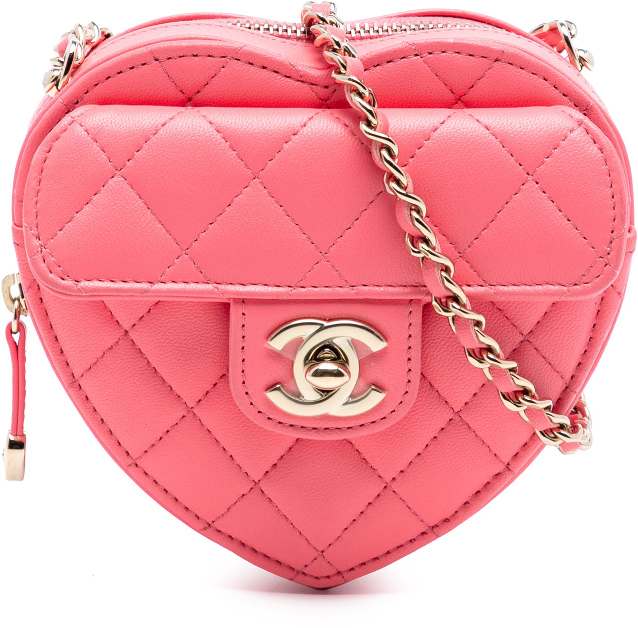 Chanel Mini Lambskin CC in Love Heart Crossbody Roze