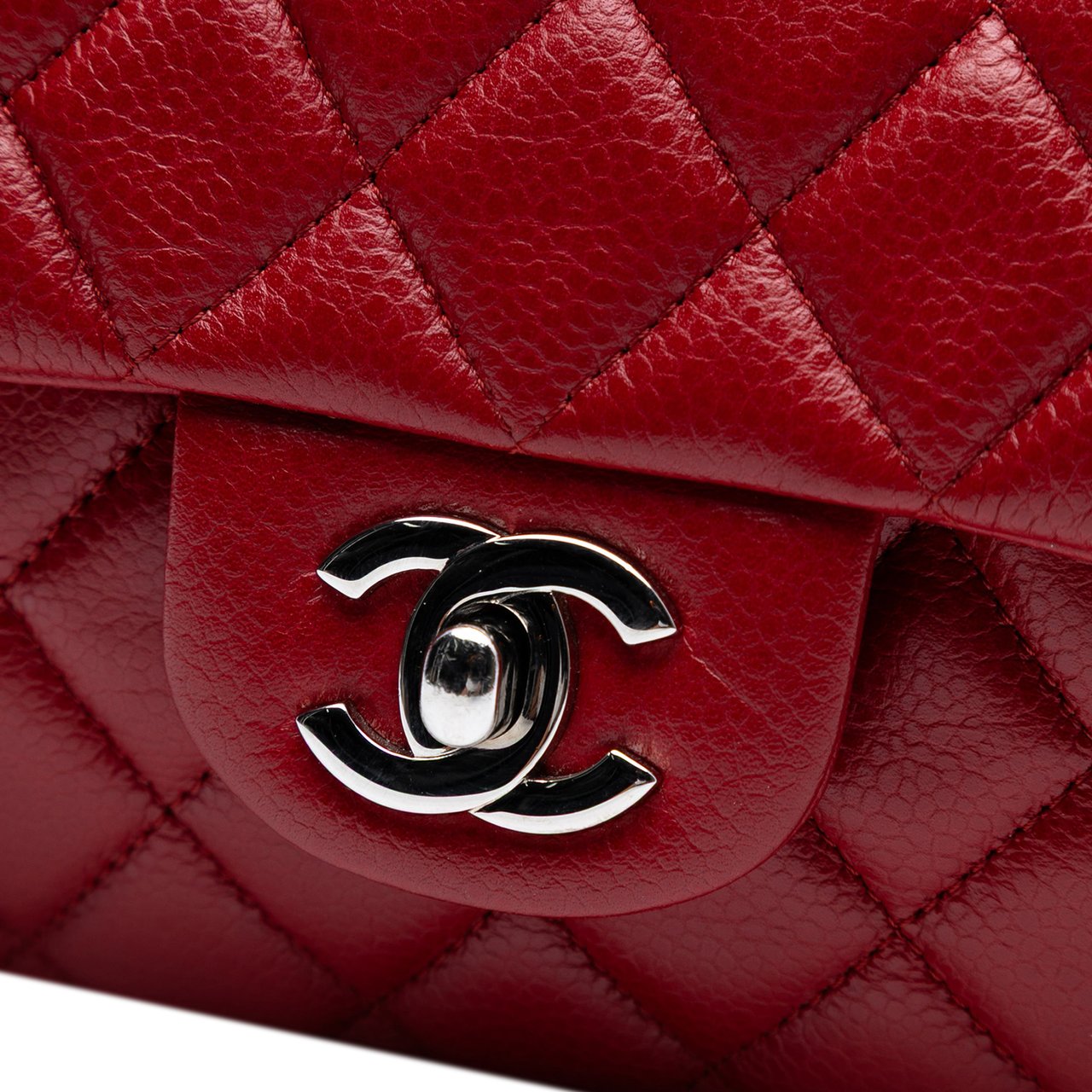 Chanel Classic Caviar East West Single Flap Rood